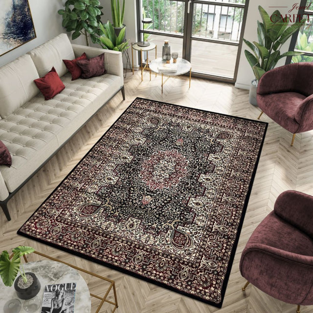Traditional Black Wool Carpet