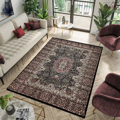 Traditional Black Wool Carpet