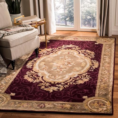 Maroon Persian Hand-Tufted Wool Carpet