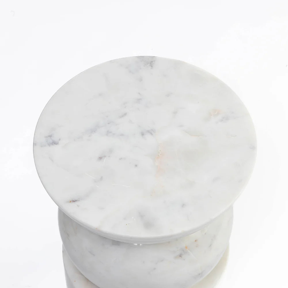 Artistry White Marble Accent Table