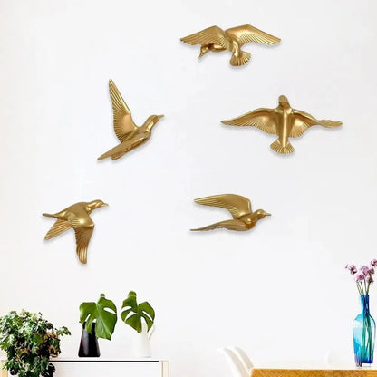 Golden Wild Birds Wall Art
