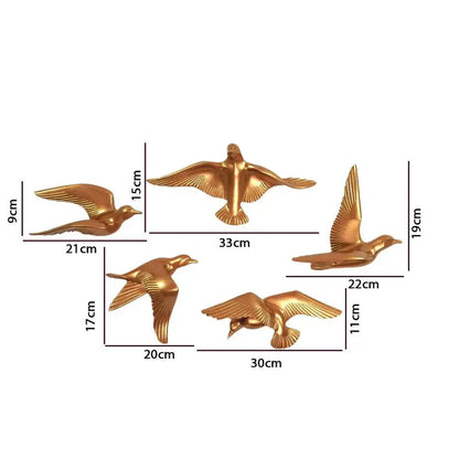 Golden Wild Birds Wall Art
